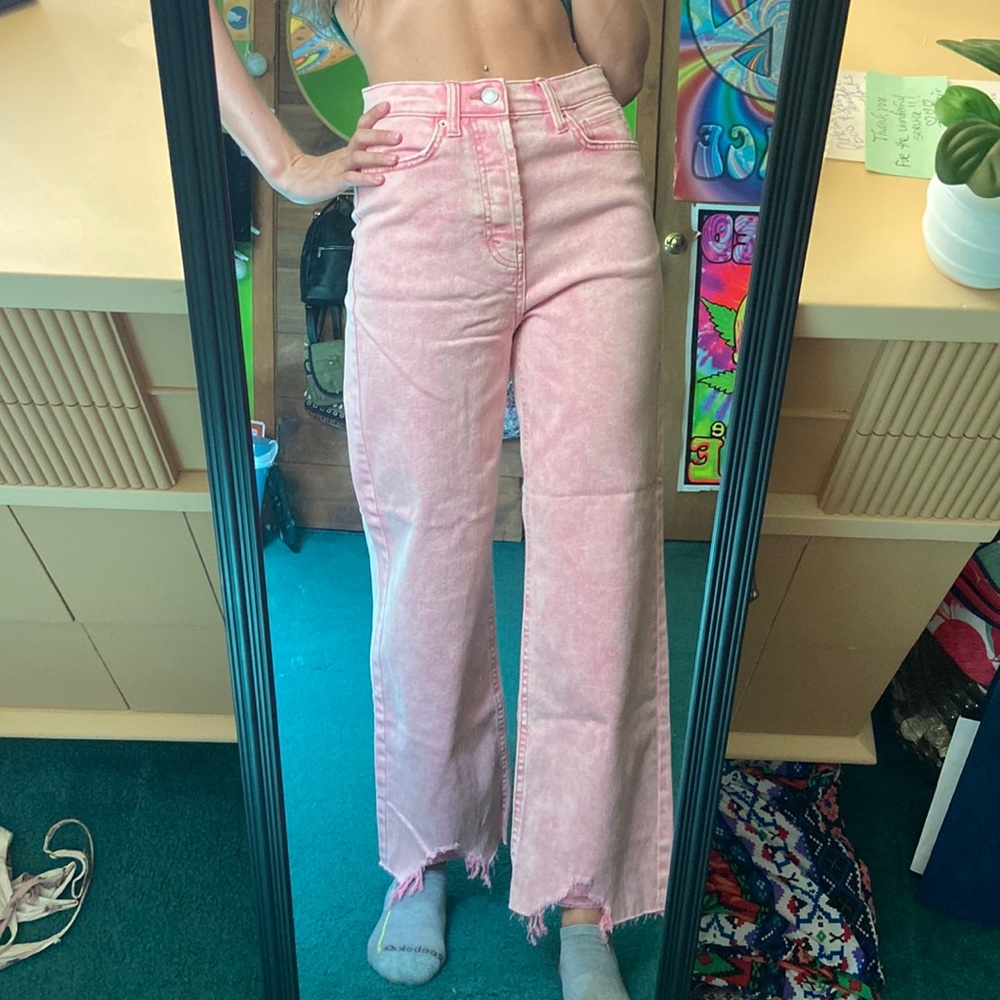 NWOT Wild Fable Pink High Waisted Wide Leg Jeans